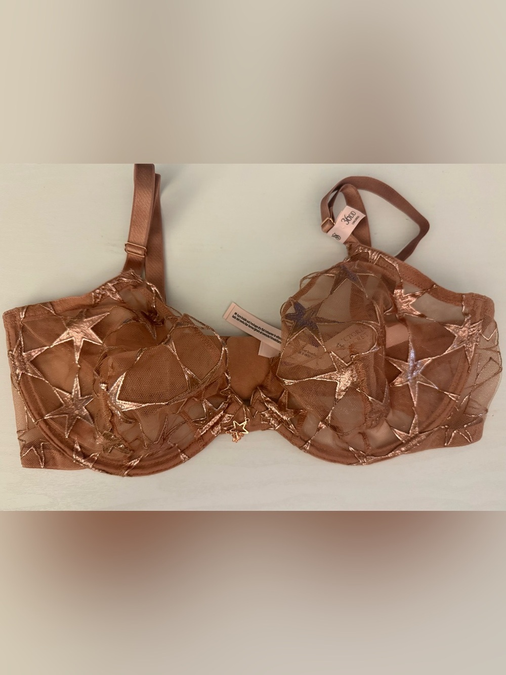Victoria's Secret Metallic Brown Star-Embroidered Underwire Bra